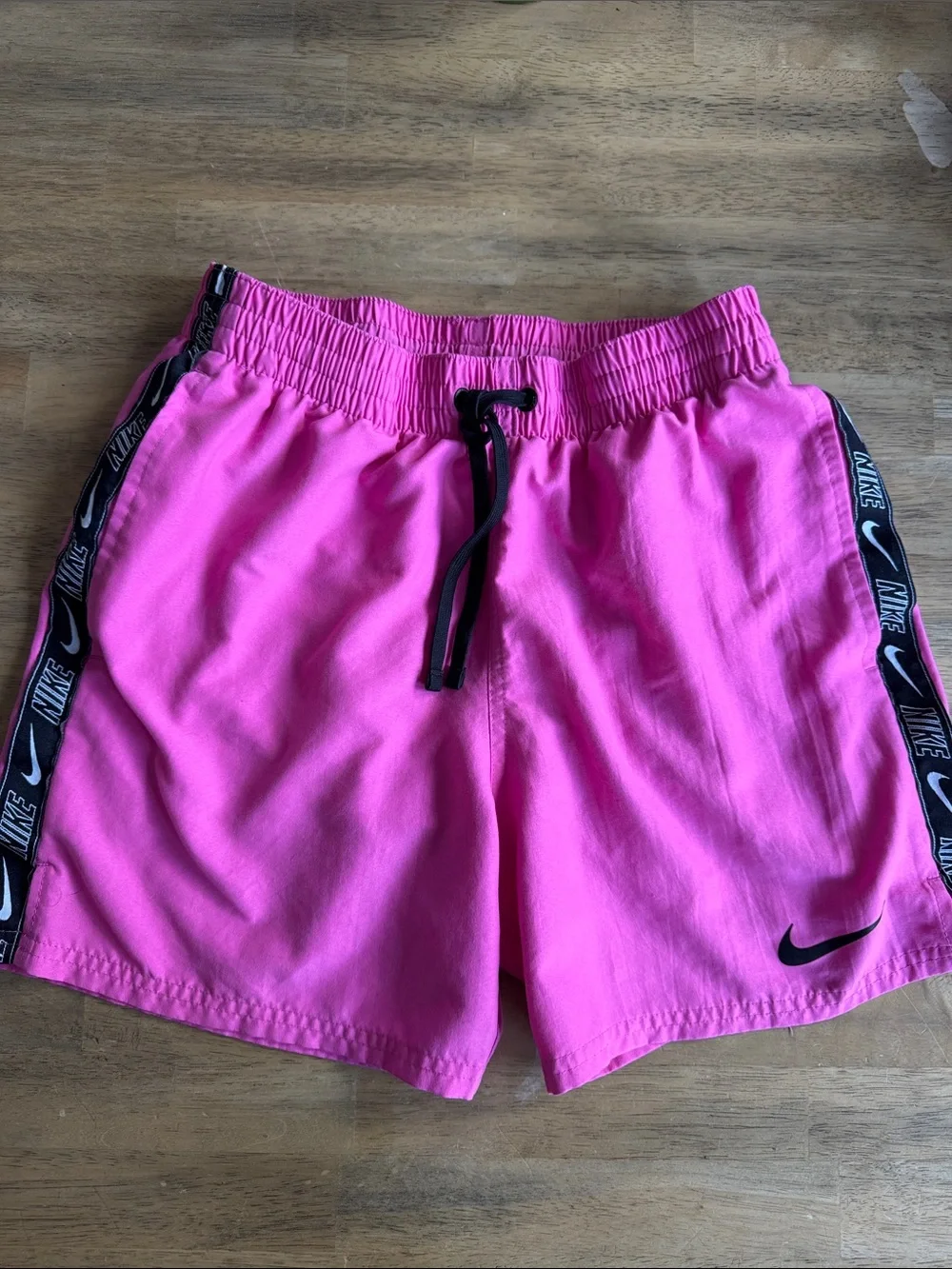 Nike Men's Pink Swim Shorts with Black Trim